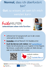 erste Seite des Flyers mit Fließtext: Normal, dass ich überfordert bin? Gut zu wissen, an wen ich mich wenden kann. erste Seite des Flyers mit Fließtext: Normal, dass ich überfordert bin? Gut zu wissen, an wen ich mich wenden kann.