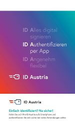 Grafik mit dem Logo von ID Austria und dem Slogan: ‚Einfach identifiziert? Na sicher!‘