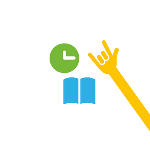 Symbolbild: Uhr, Buch und Handzeichen. Steht für Lernen, Zeit und Motivation. #Bildung #Steiermark #Motivation