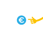 Symbolbild in Form von einer gezeichneten Hand, die auf ein Eurozeichen zeigt. 