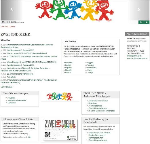 Homepage ZWEI UND MEHR © Land Steiermark