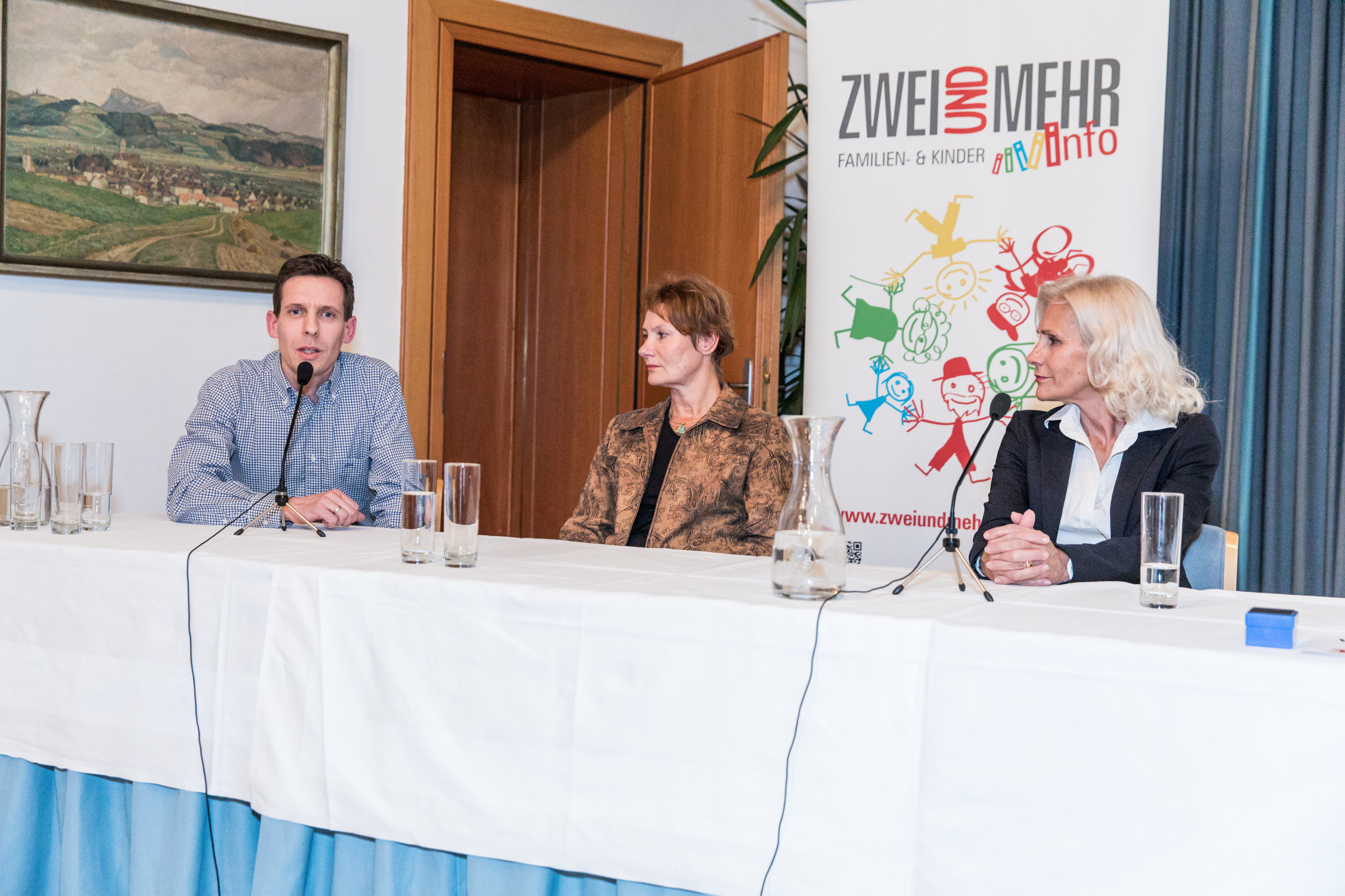 Ing. Andreas Allmer (Tagesvater AUSTIN BFP „Schneckenhaus") und Mag.a Sonja Kahr (Familienberatung Rettet das Kind),  Prof.in Dr.in Martina Leibovici-Mühlberger, MSc 