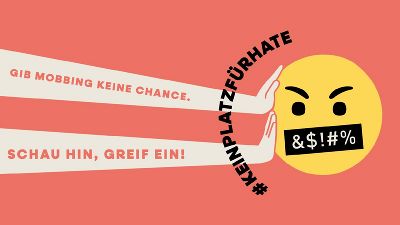 Sujet mit dem Text Kein Platz für hate.