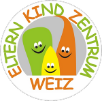 Logo EKIZ Weiz in Form des Schriftzuges und einer Zeichnung von kleinen Figuren Logo EKIZ Weiz in Form des Schriftzuges und einer Zeichnung von kleinen Figuren