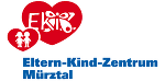 Logo Eltern-Kind-Zentrum Mürztal mit dem Wortlaut und Herzen samt Zeichnungen