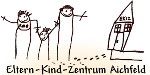 Logo EKIZ Aichfeld in Form des Schriftzuges samt einer Zeichnung einer Familie und einem Haus.