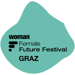 Logo des Female Future Festival mit dem Schriftzug in einer Blase
