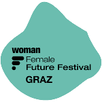 Logo des Female Future Festival mit dem Schriftzug in einer Blase Logo des Female Future Festival mit dem Schriftzug in einer Blase