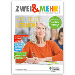 Titelbild der Frühlingsausgabe 2023, Familienmagazin ZWEI & MEHR, Thema: Abenteuer Lernen