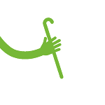 Symbolbild in Form von einer gezeichneten Hand samt einem Stock. 