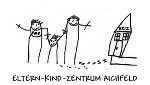 Zeichnung von drei Menschen, einem Haus und dem Schriftzug Eltern-Kind-Zentrum Aichfeld