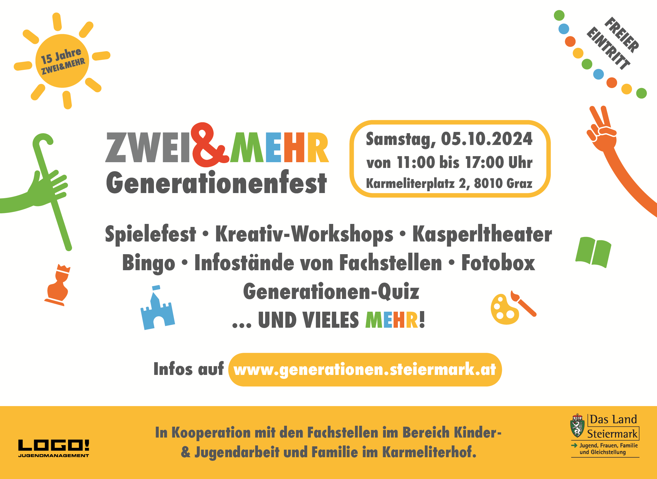 Einladung zum ZWEI & MEHR-Generationenfest mit allen Details