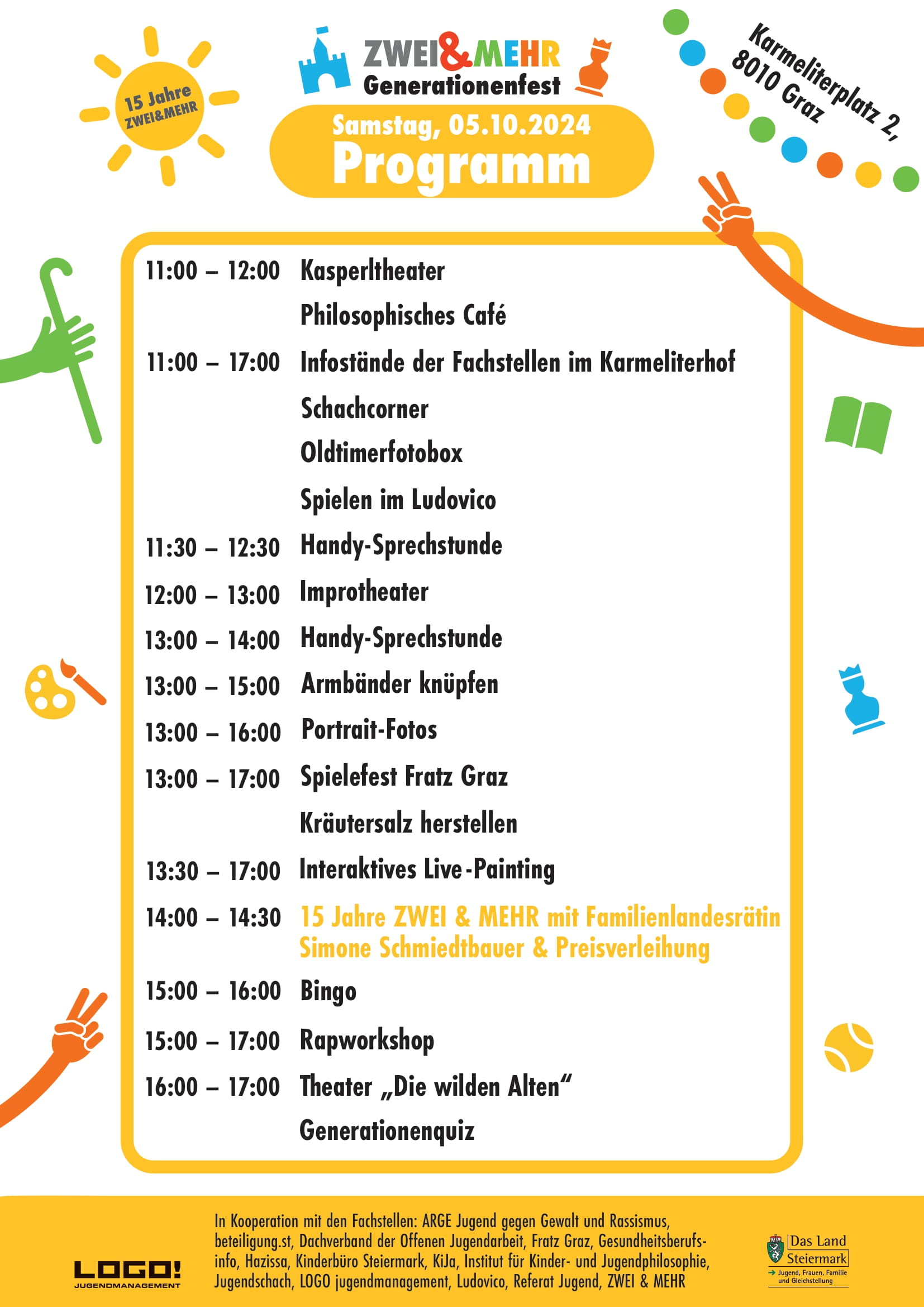 Übersicht zum Detailprogramm was konkret wann wo stattfindet.