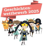 Logo mit dem Schriftzug Geschichtenwettbewerb 2025 Logo mit dem Schriftzug Geschichtenwettbewerb 2025