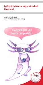 Fantasiefigur in Tierform lila-rosa mit Sonnenbrille über dem Kopf eine Sprechblase mit: Einzigartig ist viel besser als perfekt!