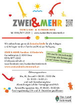 Beschreibung der ZWEI & MEHR-Familien- & KinderInfo mit Öffnungszeiten und Kontaktmöglichkeiten, Infos wie auf dieser Homepage-Seite
