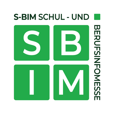 Logo S-BIM, vier grüne Quadrate mit je einem weißen Buchstaben darin S B I M